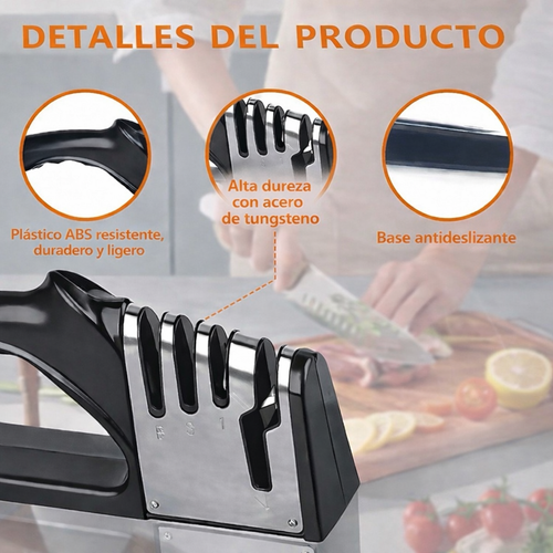 Afilador de cuchillos manual 4 en 1 -Fácil y seguro.